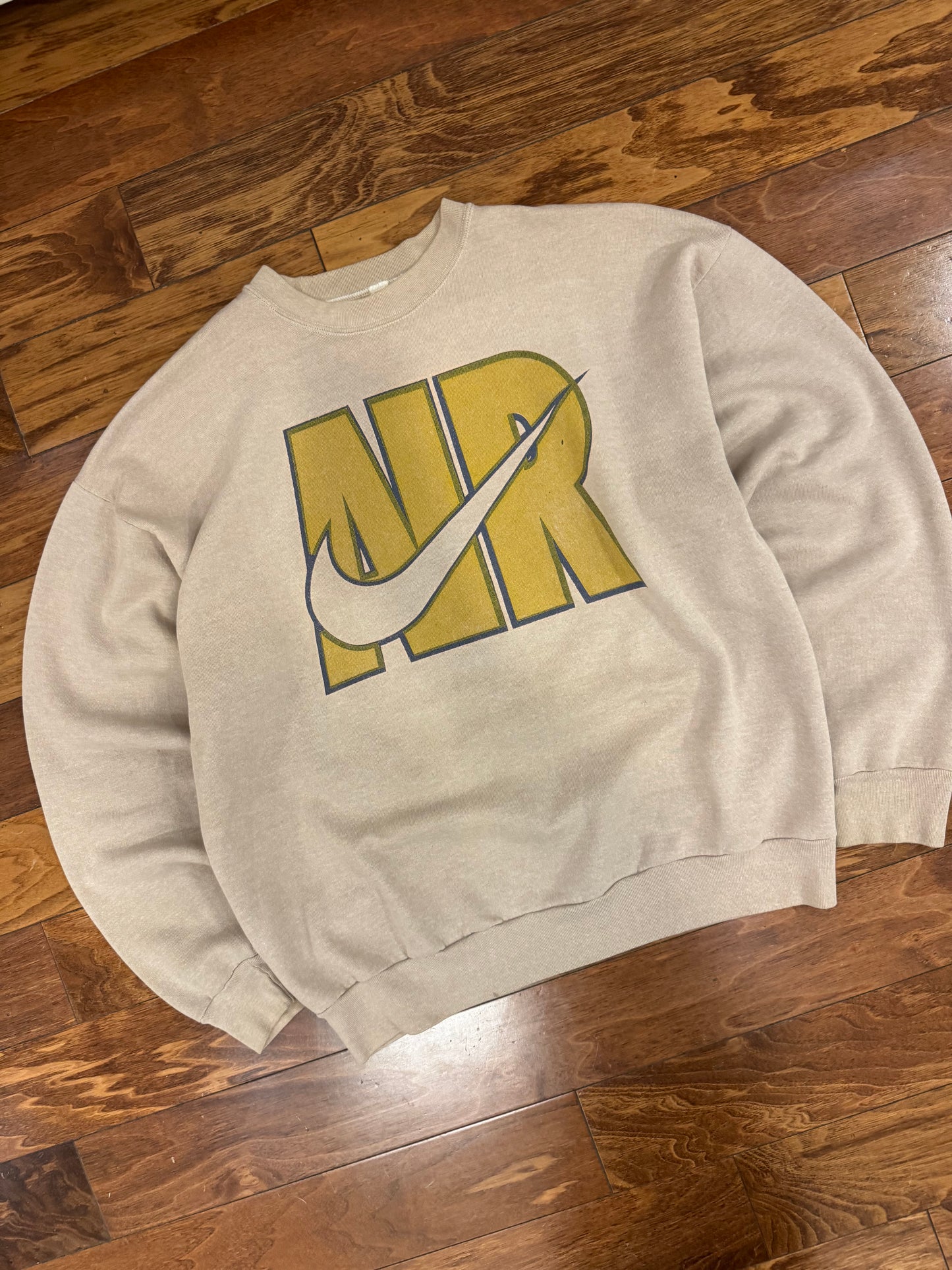 90s Nike Air Swoosh Beige Rare Crewneck (XL)