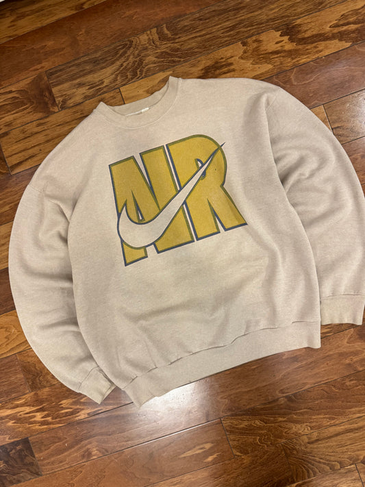 90s Nike Air Swoosh Beige Rare Crewneck (XL)
