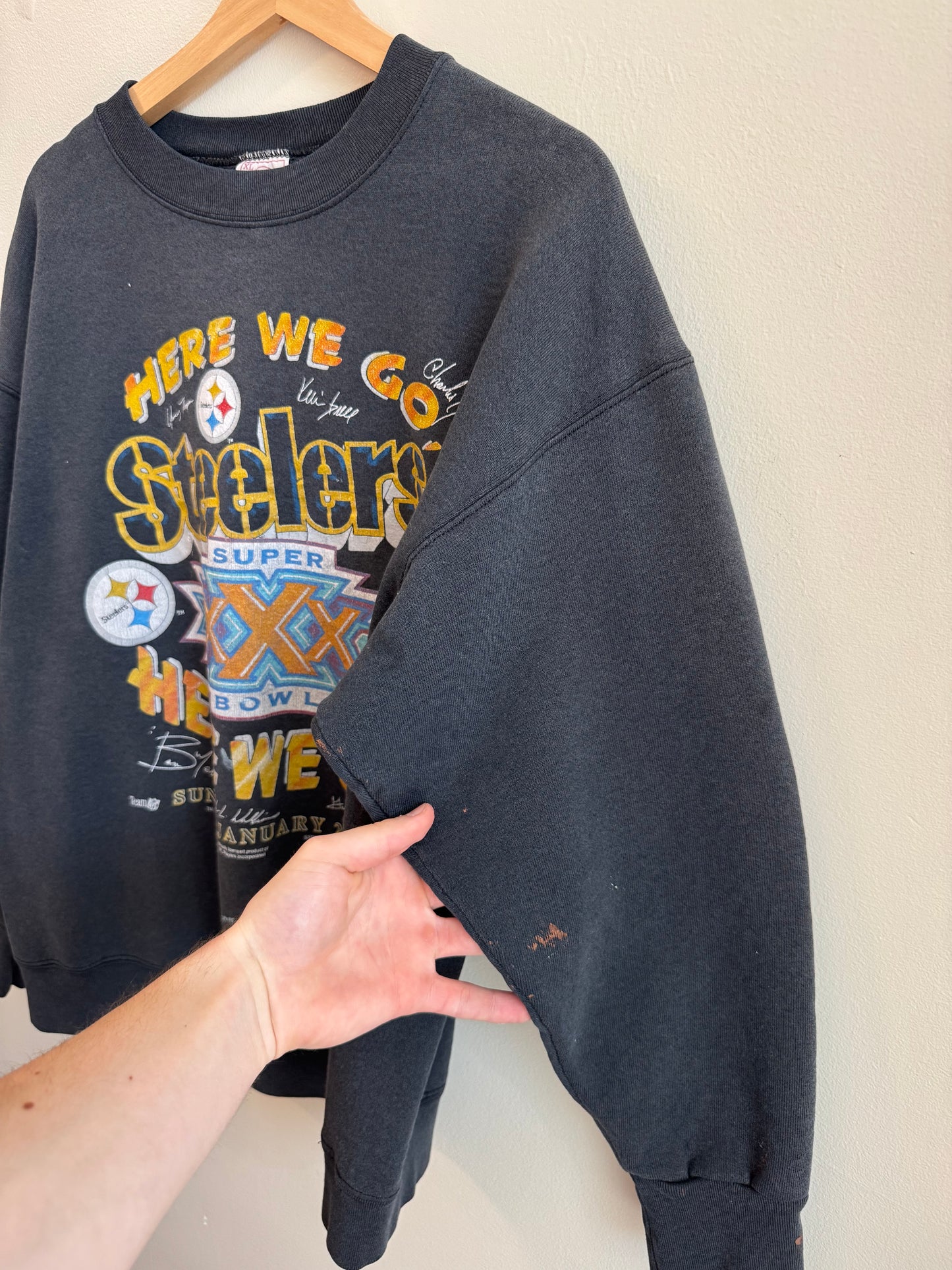 1996 Pittsburgh Steelers Thrashed SB XXX Vintage Crewneck (XL)