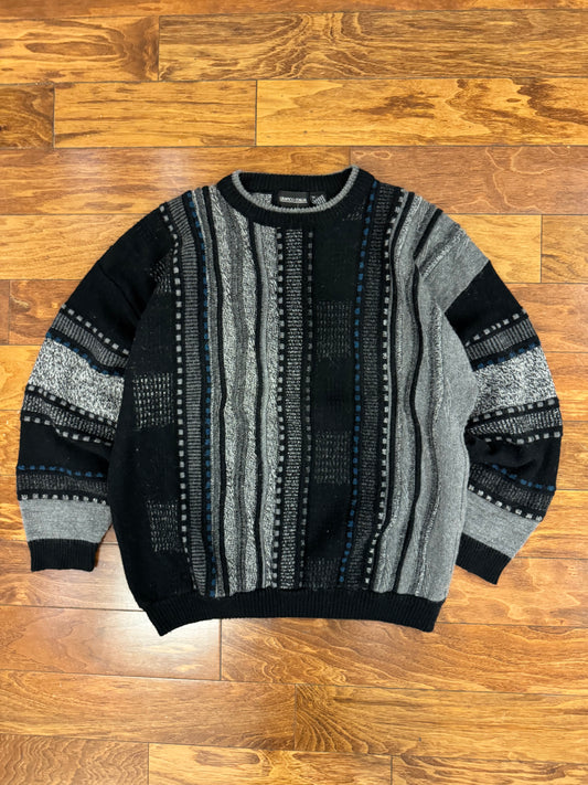 90s Grafico Italia Striped 3D Knit Sweater (XL)