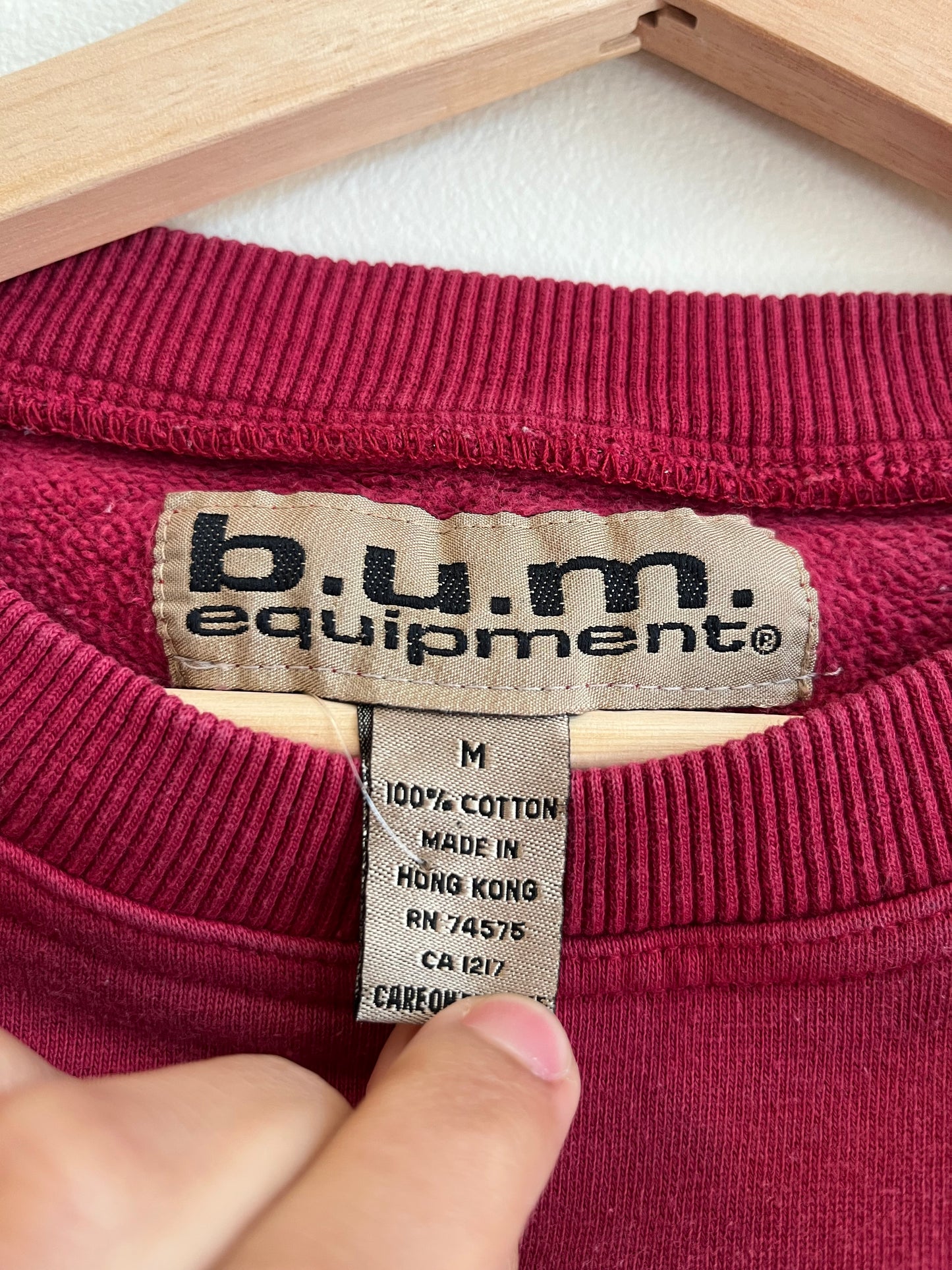 90s BUM Equipment Stained Cropped Crewneck (M)