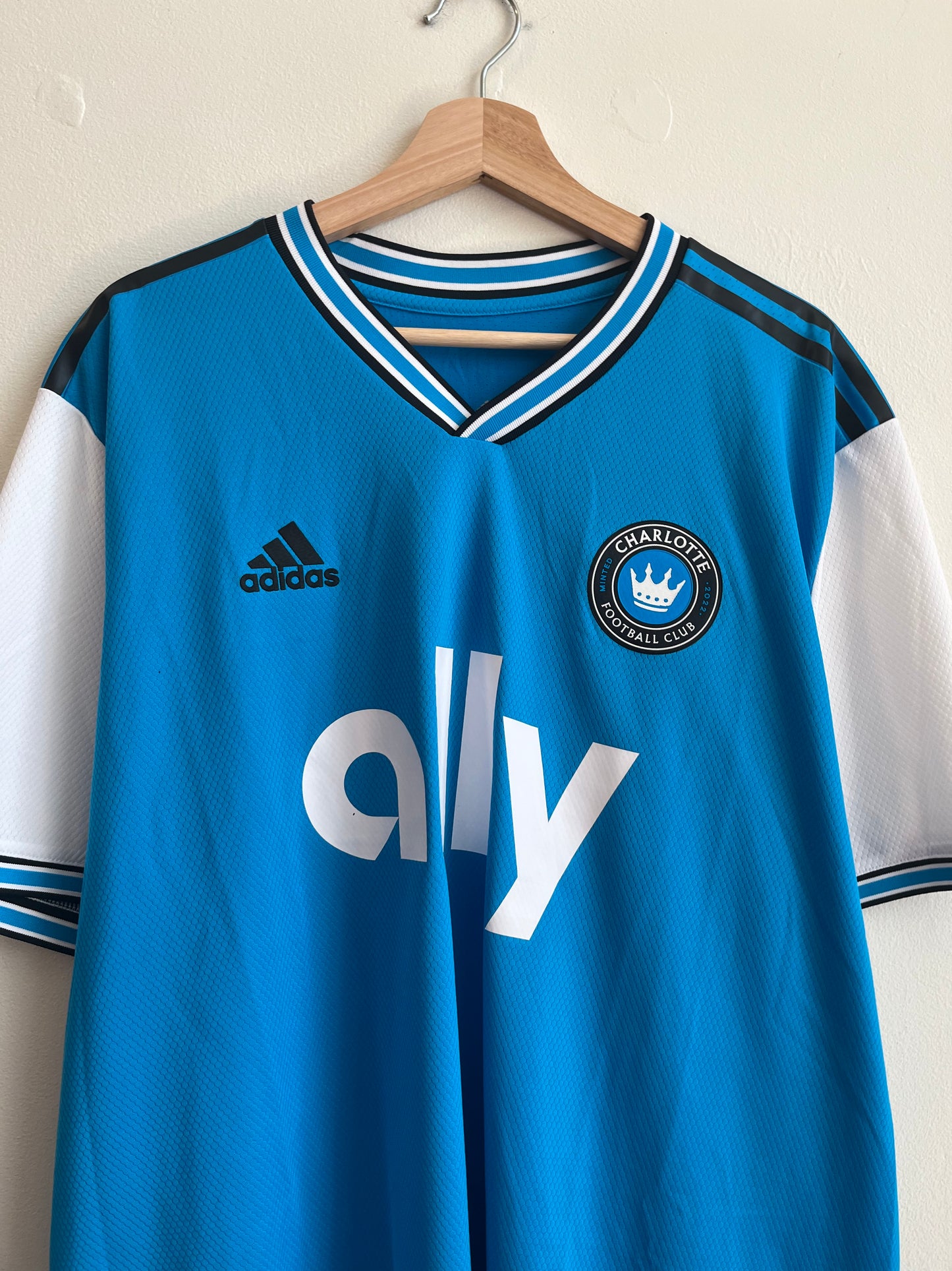 2023 Charlotte FC Adidas Ally Blue and White Soccer Jersey (XXL)