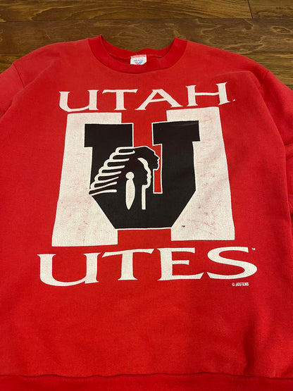 90s University Of Utah Utes Big Spell Out Vintage Crewneck (L)
