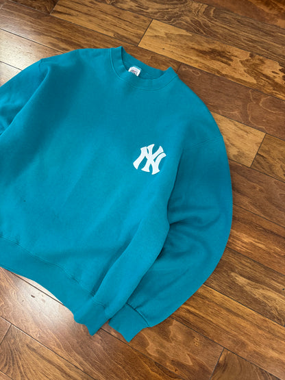 90s New York Yankees BVD Teal Embroidered Crewneck (XL)