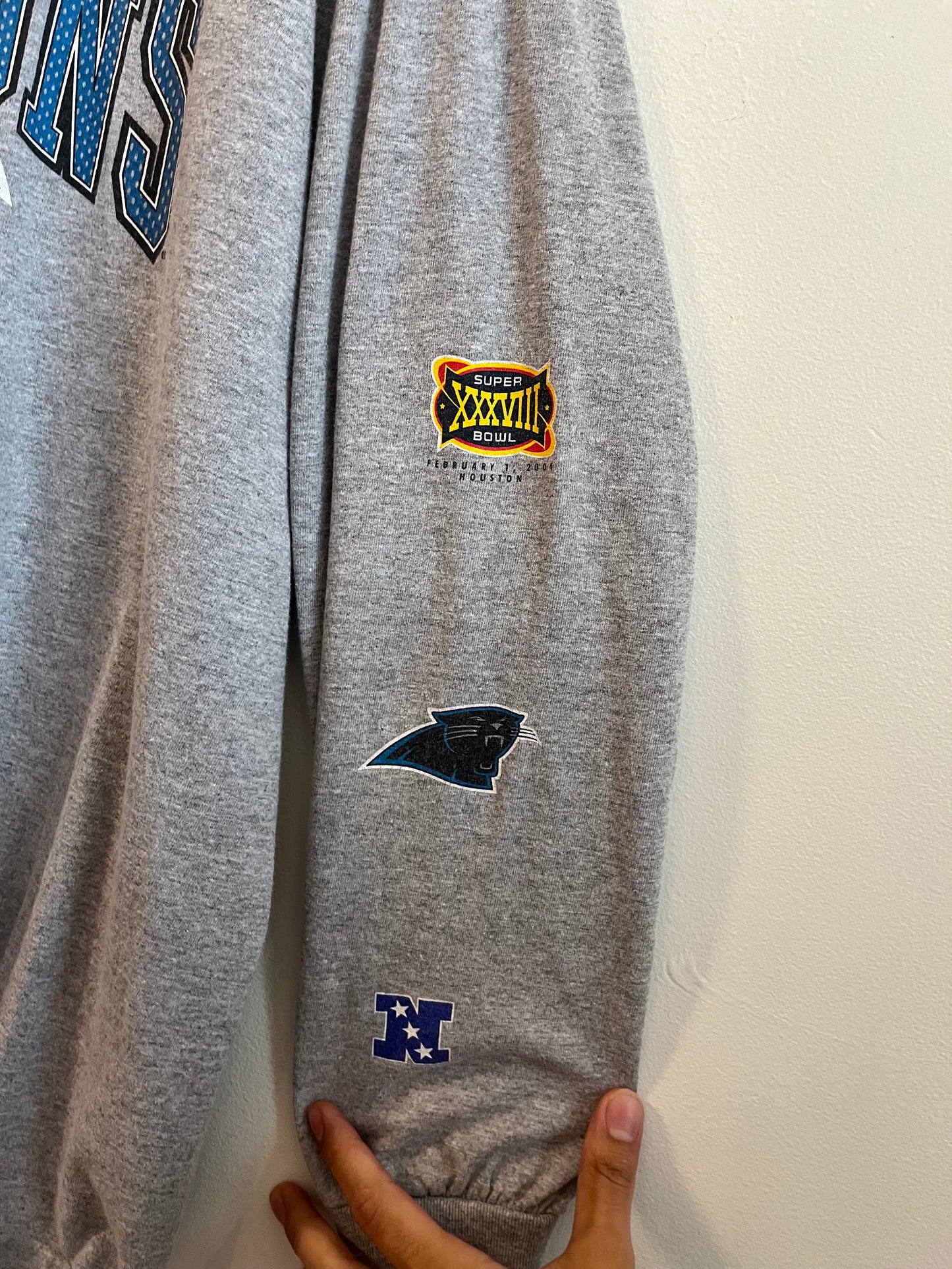 2003 Carolina Panthers NFC Champion Grey Long Sleeve Shirt (XL)