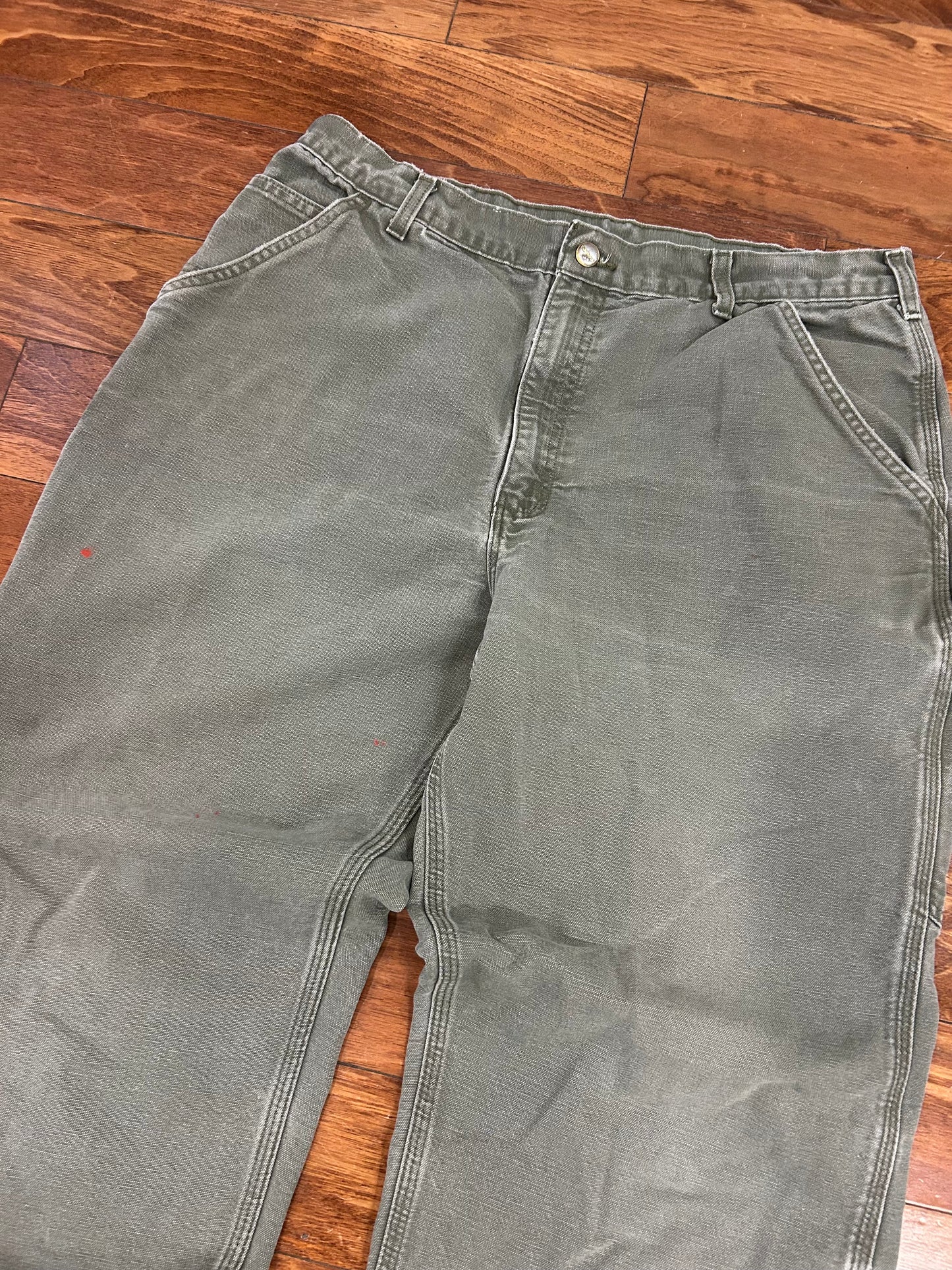 2013 Carhartt Faded Olive Green Carpenter Pants (36 x 32)