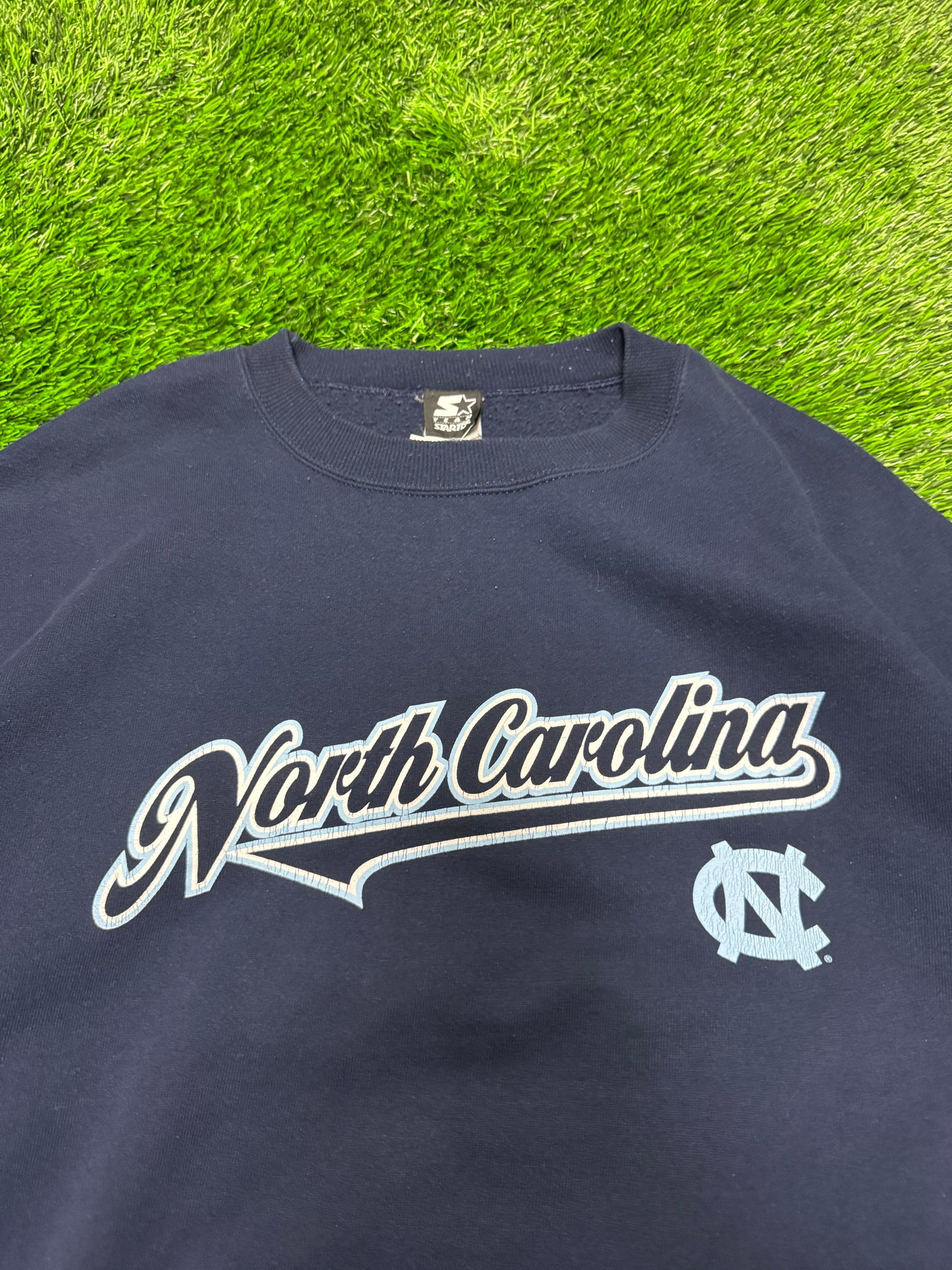 00s University of North Carolina (UNC) Vintage Starter Navy Crewneck (XXL)