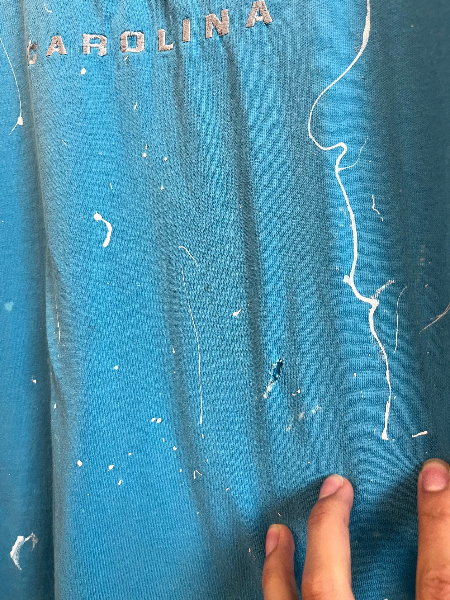 00s Carolina Panthers Thrashed Paint Blue Tee (XL)