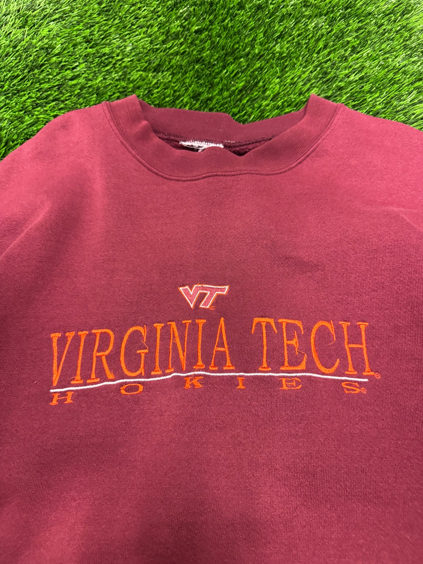 90s Virginia Tech (VT) Spell Out Vintage Embroidered Crewneck (XL)
