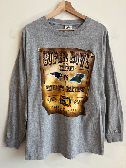 2004 Carolina Panthers vs Patriots Superbowl Long-Sleeve Shirt (L)