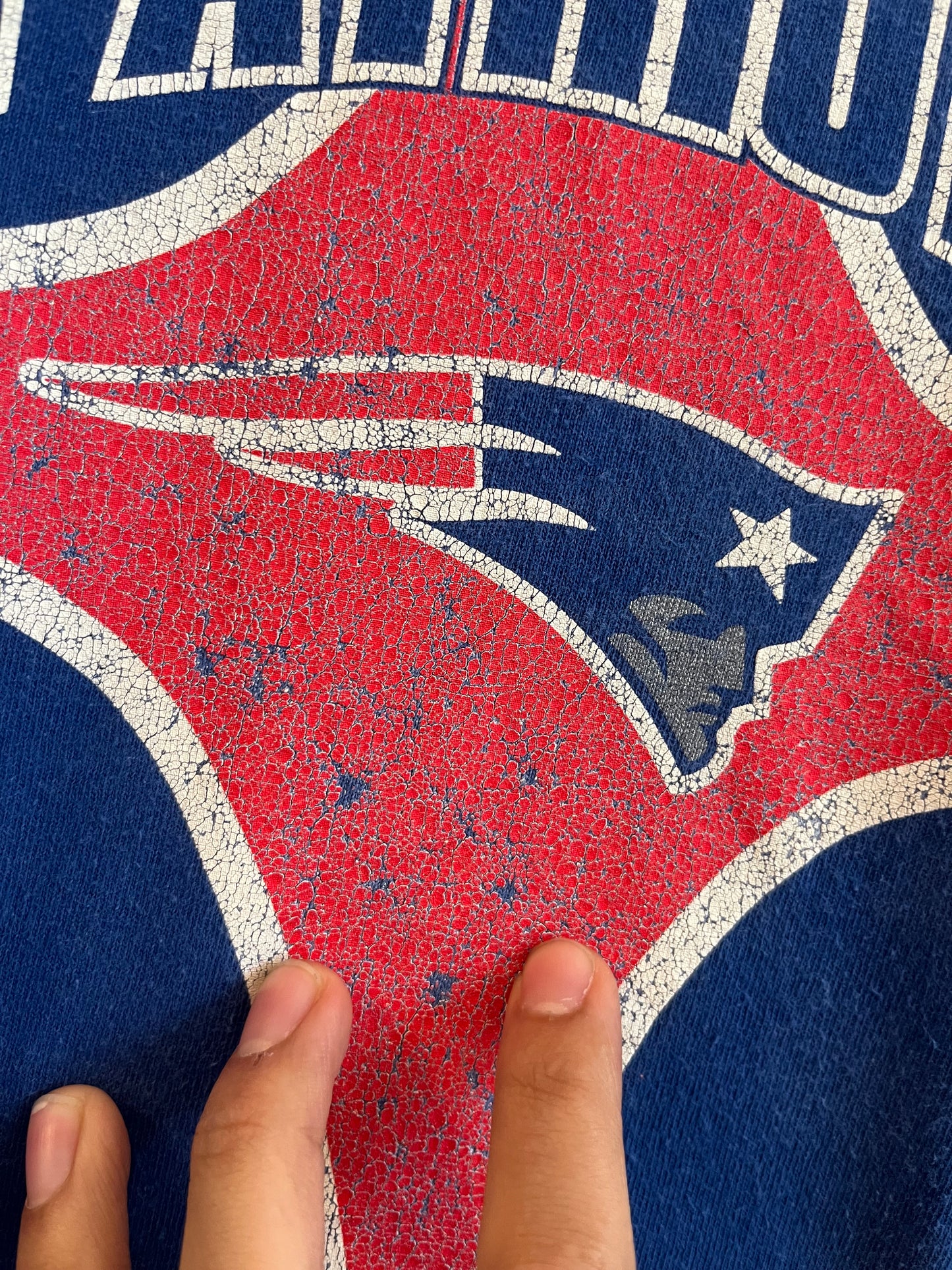 90s New England Patriots Starter Blue Tee (XL)