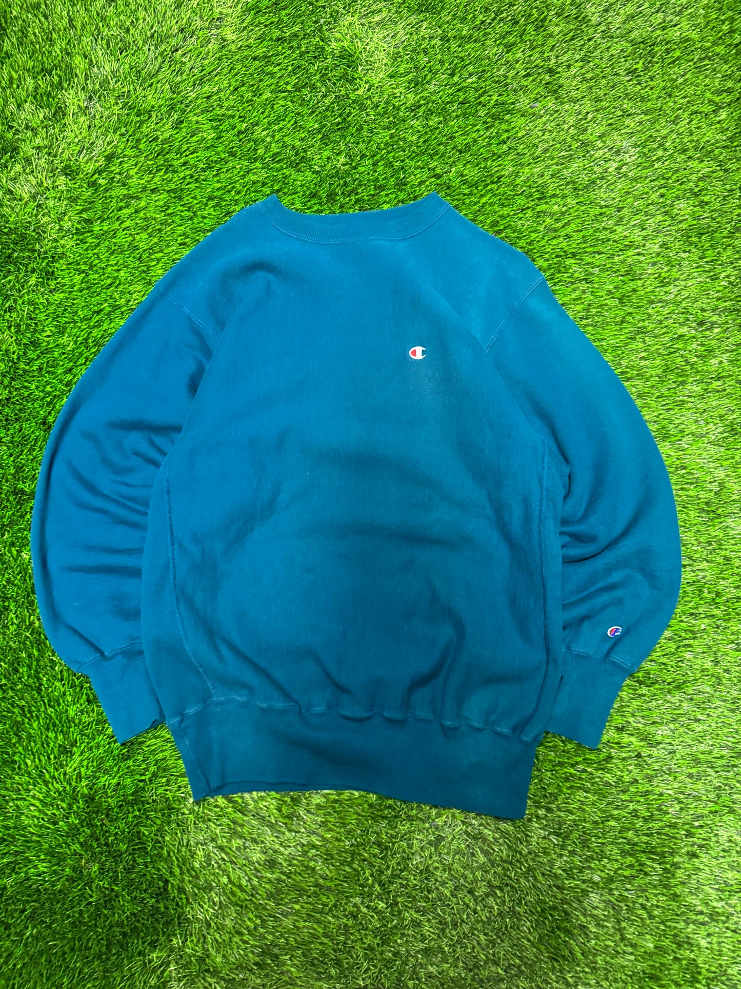 90s Champion Reverse Weave Vintage Teal Crewneck (XXL)