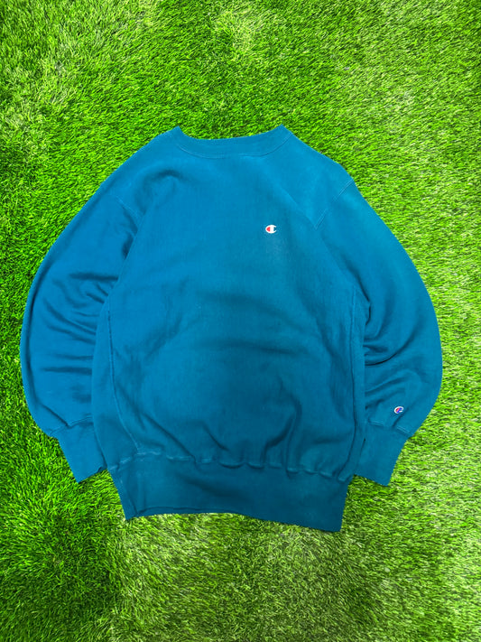 90s Champion Reverse Weave Vintage Teal Crewneck (XXL)