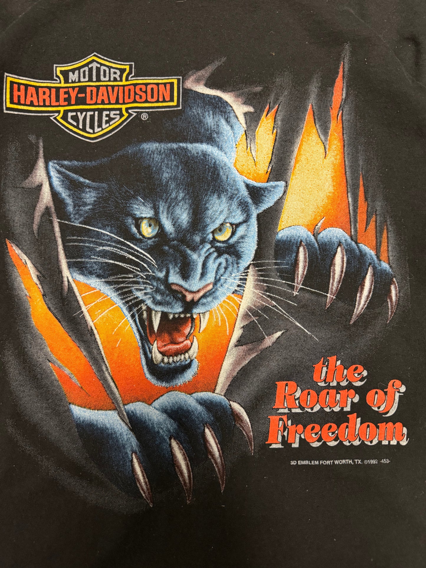 1992 Harley Davidson 3D Emblem Panther "The Roar of Freedom" Vintage Tee (M)