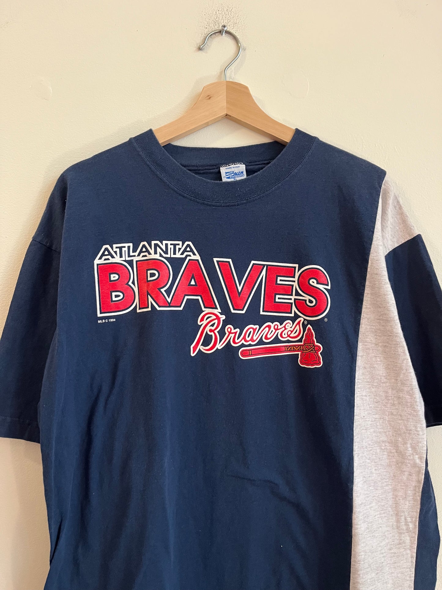 1994 Atlanta Braves Salem Color Block Stripe Tee (XL)