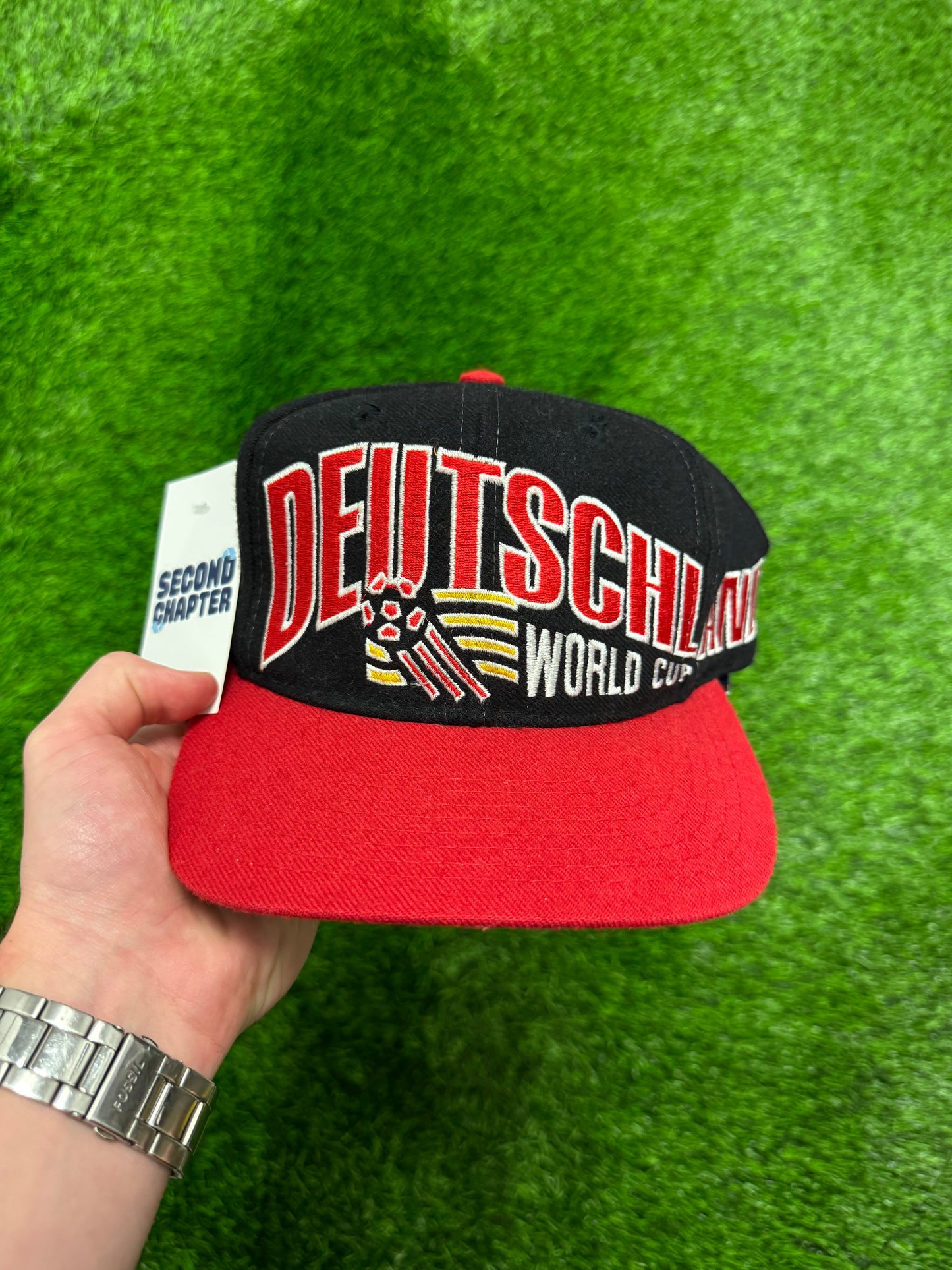 90s Deutschland World Cup Soccer Apex Vintage Snapback Hat (OS)