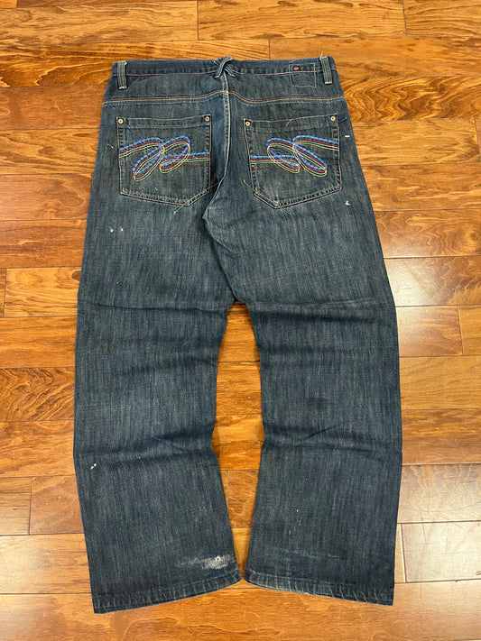 00s PJ Mark Baggy Paint Splatter Jeans (38 x 32)