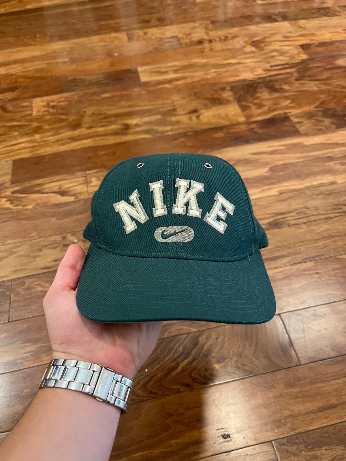 90s Nike Spell Out Green Essential Hat (OS)