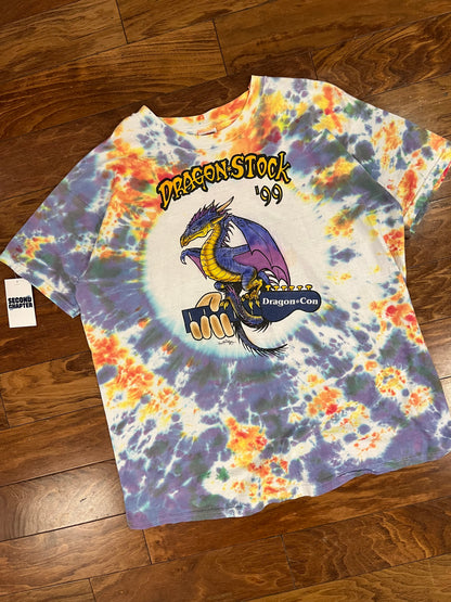 1999 Dragonstock Dragon Con Tie Dye Band Lineup Vintage Tee (XXL)