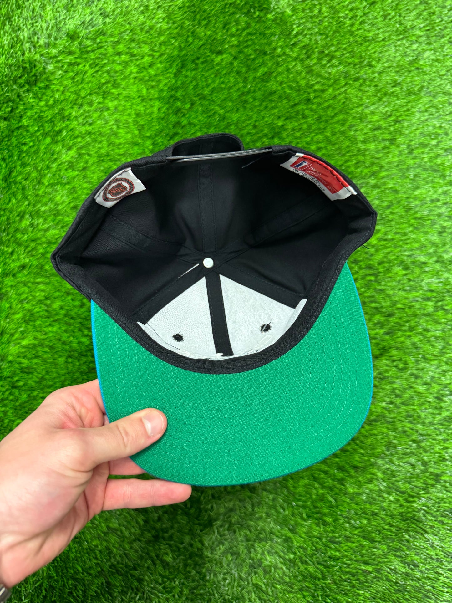 90s San Jose Sharks Vintage Twins NHL Snapback Hat (OS)