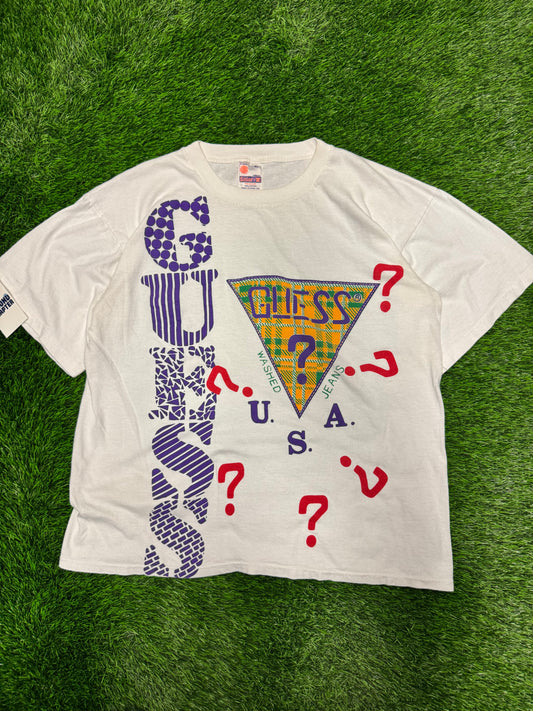 90s Guess Jeans Vintage Boot Big Graphic Tee (XL)
