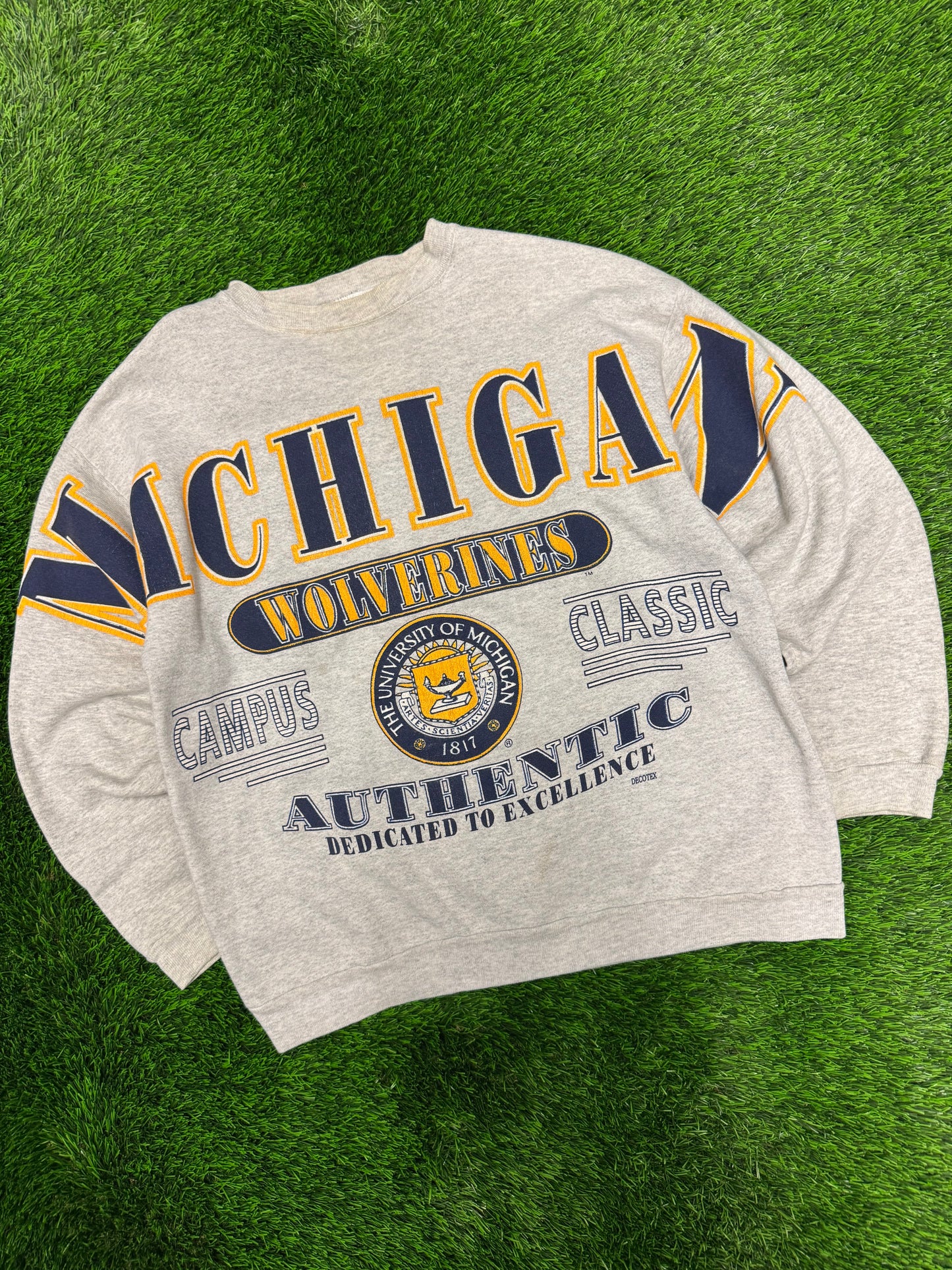 90s Michigan University Wolverines Sleeve To Sleeve Big Print Vintage Crewneck (L)
