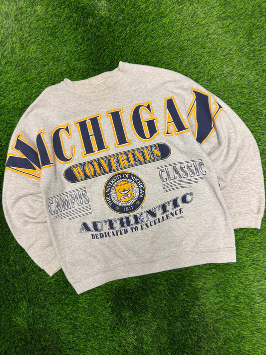 90s Michigan University Wolverines Sleeve To Sleeve Big Print Vintage Crewneck (L)