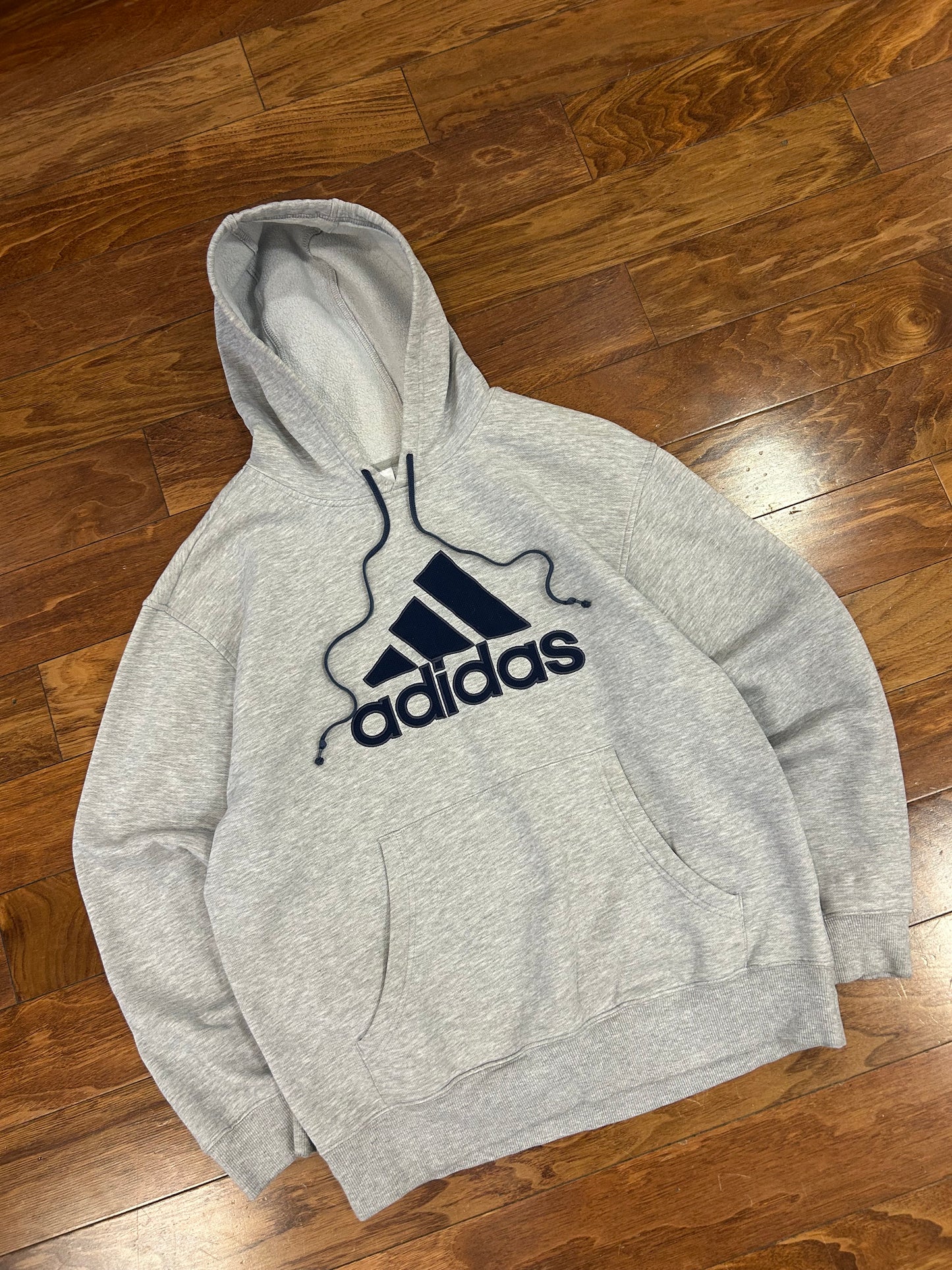 00s Adidas Embroidered Gray Hoodie (L)