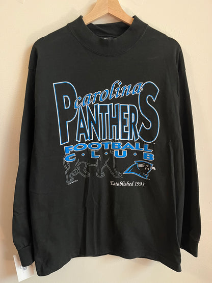 1993 Carolina Panthers Mock Neck Football Club Long Sleeve (L)