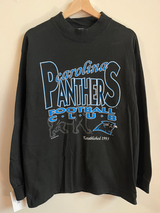 1993 Carolina Panthers Mock Neck Football Club Long Sleeve (L)