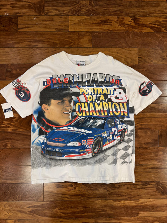 1998 Nascar Dale Earnhardt Jr Portrait of a Champion AOP Tee (XL)
