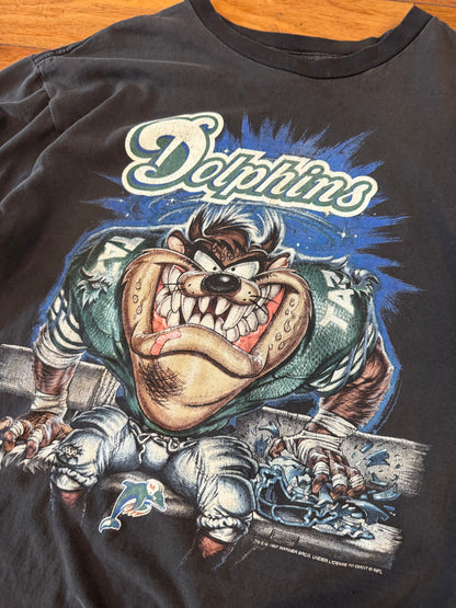 1997 Miami Dolphins Taz Graphic Faded Tee (L)