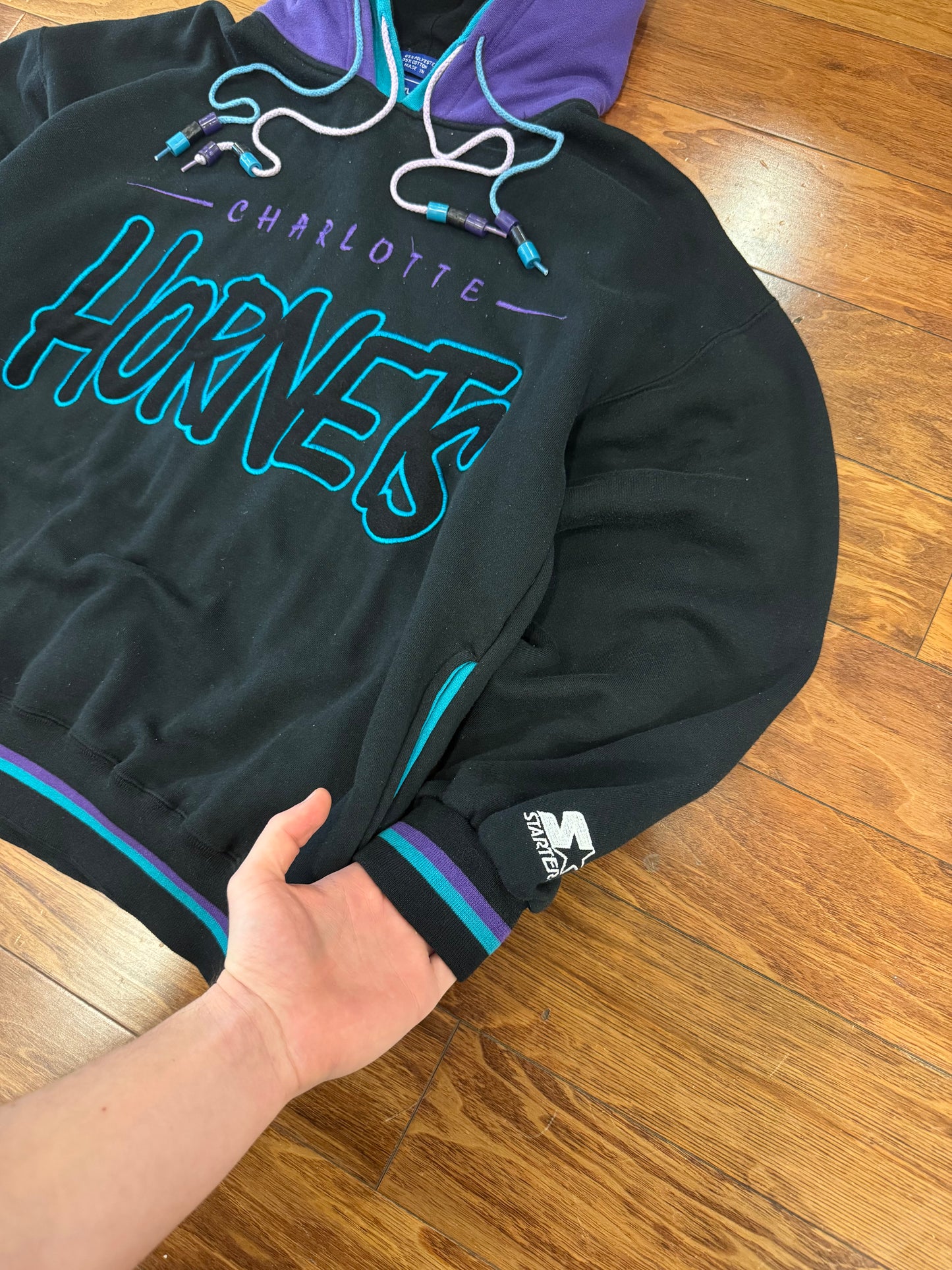 90s Charlotte Hornets Starter Double Hooded Hoodie (M)