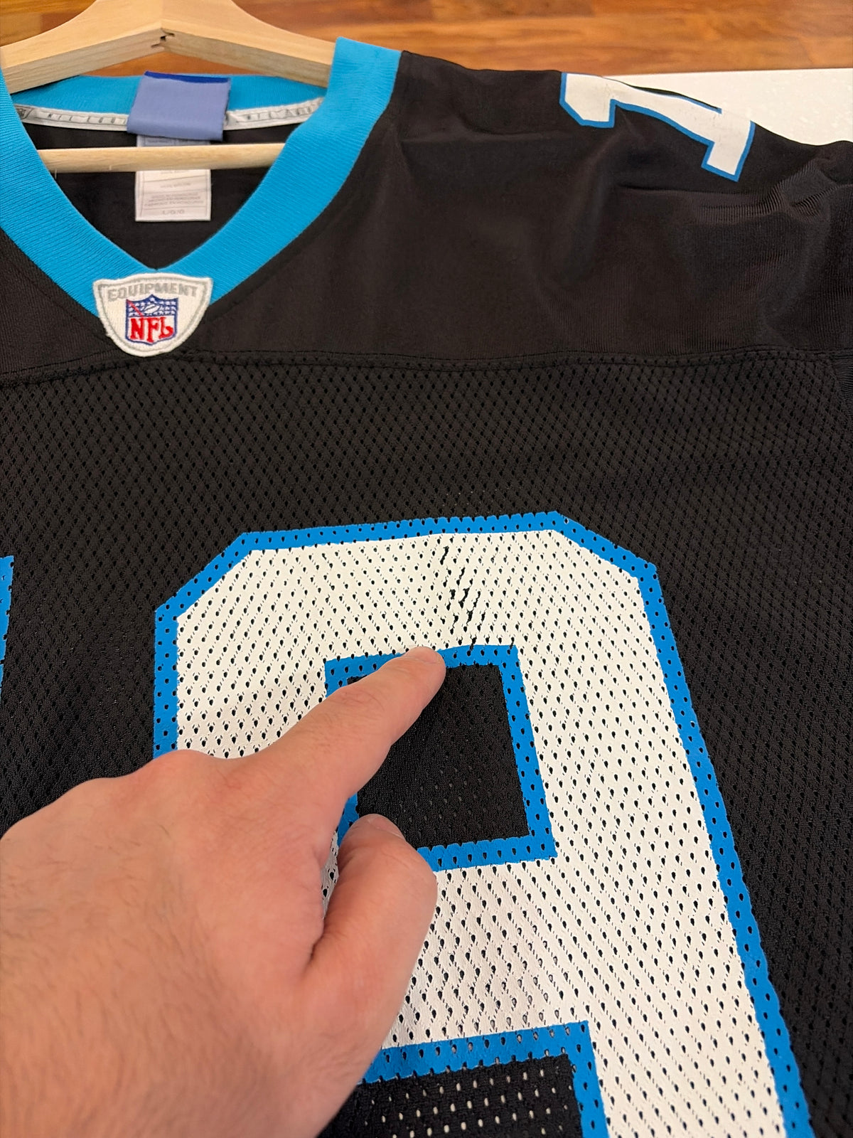 00s Carolina Panthers Keyshawn Johnson Reebok Home Jersey (L)