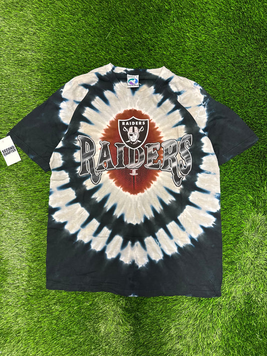 Vintage Oakland Raiders Liquid Blue Tie Dye Deadstock Tee (L)