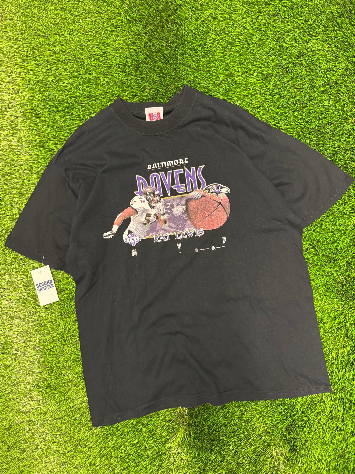 2001 Baltimore Ravens Ray Lewis Super Bowl Tee (XL)