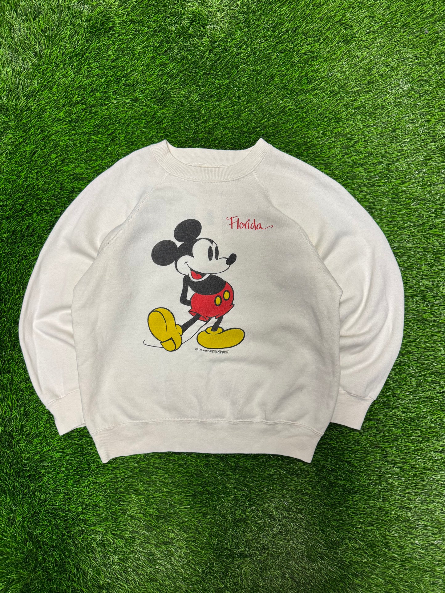 80s Mickey Mouse Disney Florida White Crewneck (M)