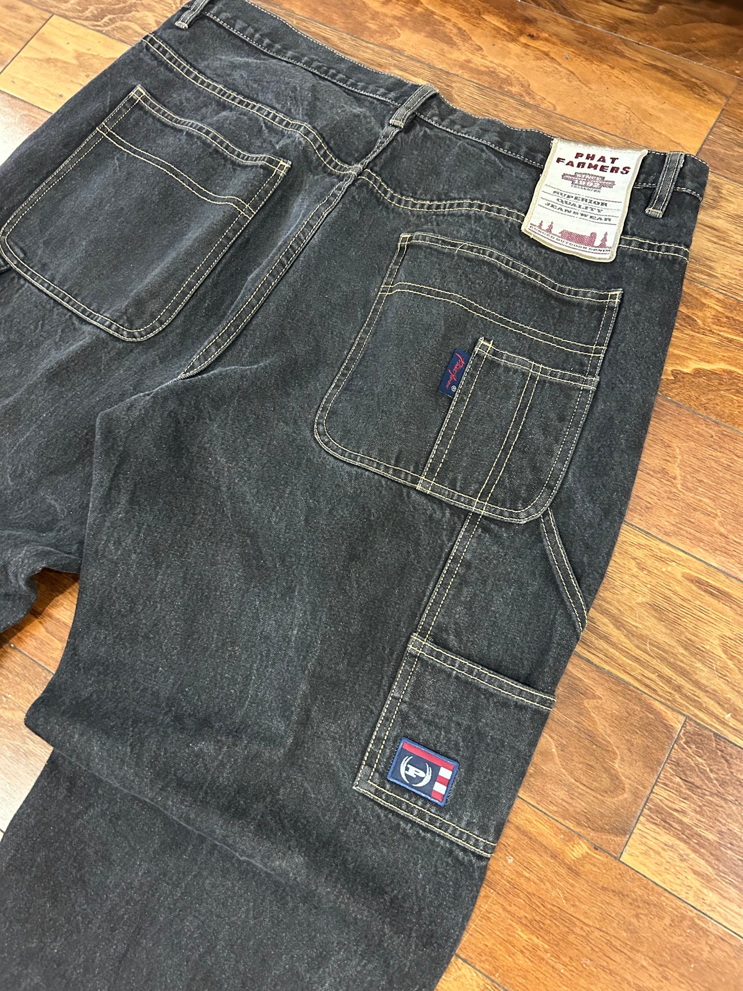 90s Phat Farm Baggy Carpenter Black Jeans (42 x 34)