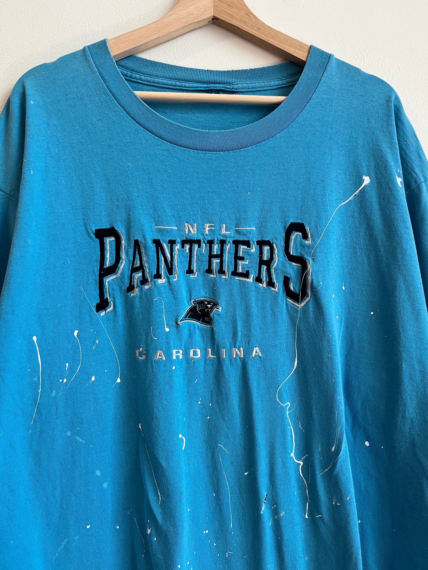00s Carolina Panthers Thrashed Paint Blue Tee (XL)