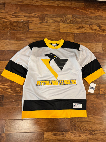90s Pittsburgh Penguins Logo Athletic 1/4th Jersey (M)