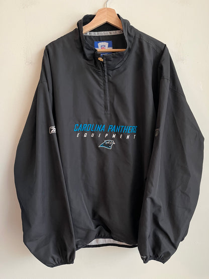 00s Carolina Panthers 1/4th Zip Black Reebok Windbreaker (XXL)