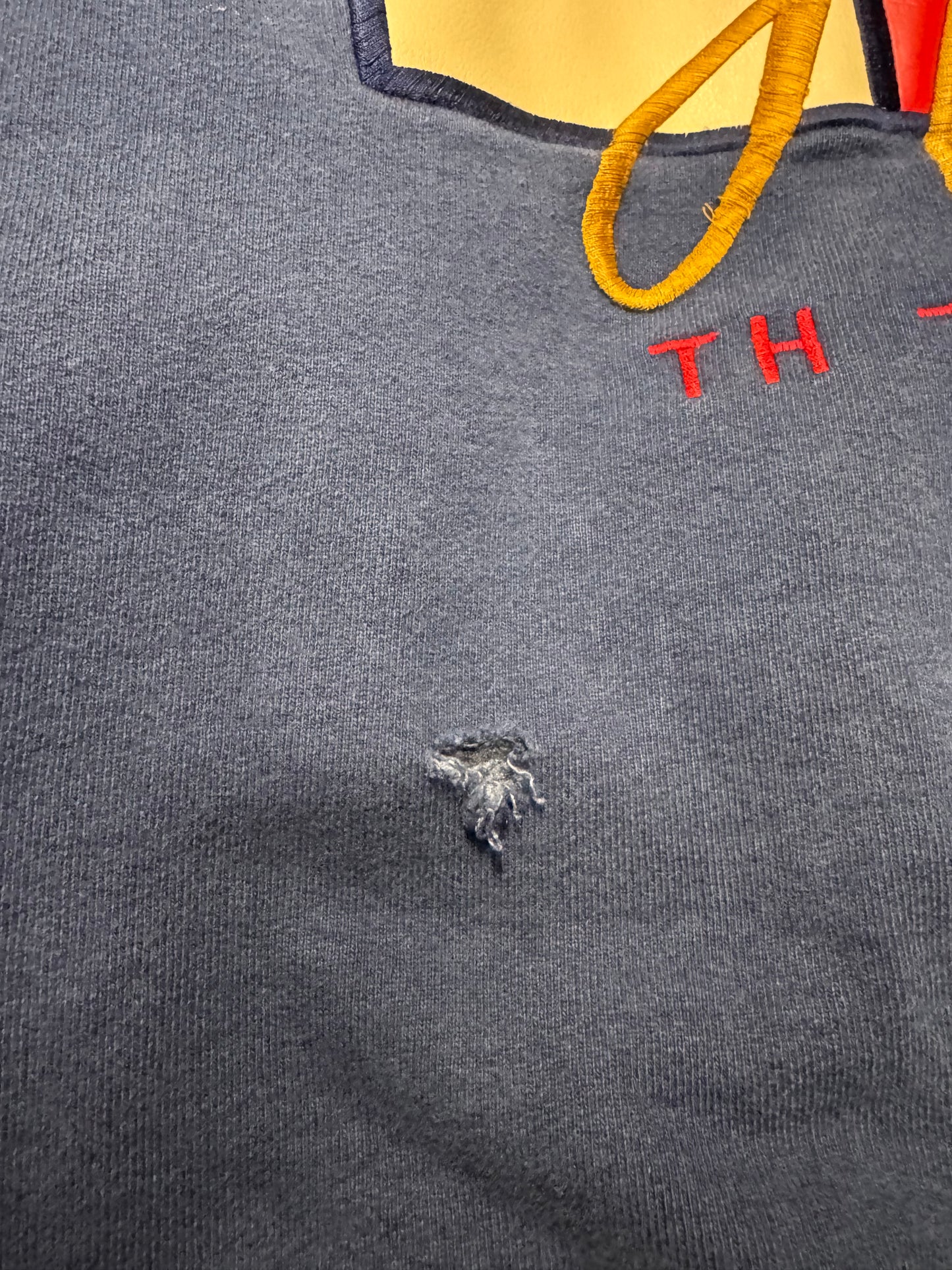 1996 Tommy Hilfiger Distressed Navy Crewneck (XL)