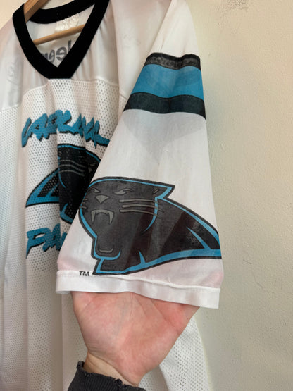 2005 Carolina Panthers Cat Scratch Spell Out Mesh Jersey (XL)
