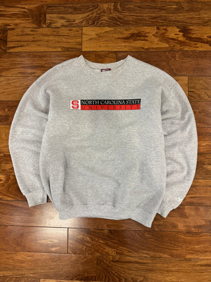 90s NC State Grey Spell Out Vintage Crewneck (M)