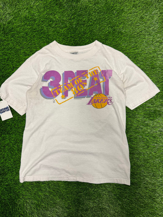 90s Los Angeles Lakers 3 Peat "Team of the 80s" Vintage NBA Tee (L)