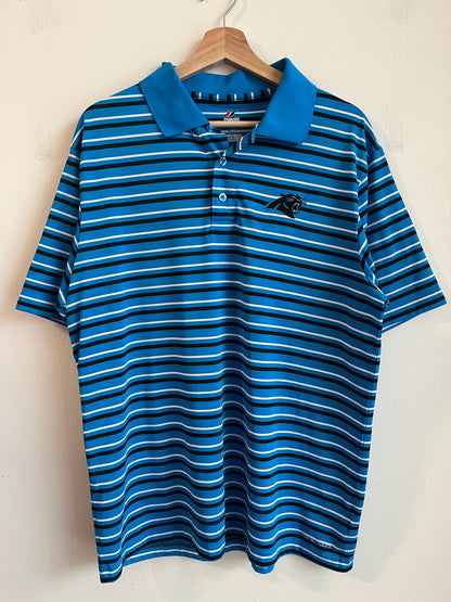 2010s Carolina Panthers Majestic Striped Golf Polo Shirt (L)