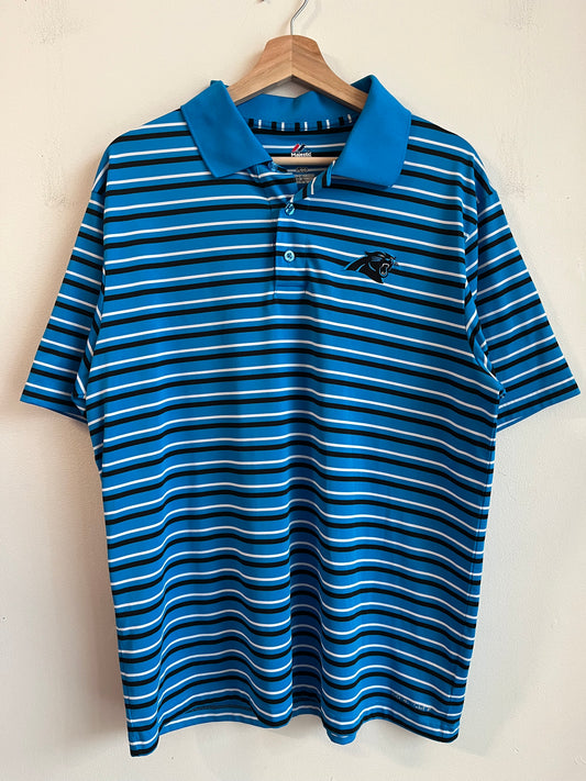 2010s Carolina Panthers Majestic Striped Golf Polo Shirt (L)