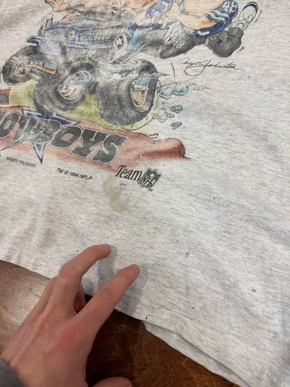 1994 Dallas Cowboys Faded Distressed Caricature Tee (XL)
