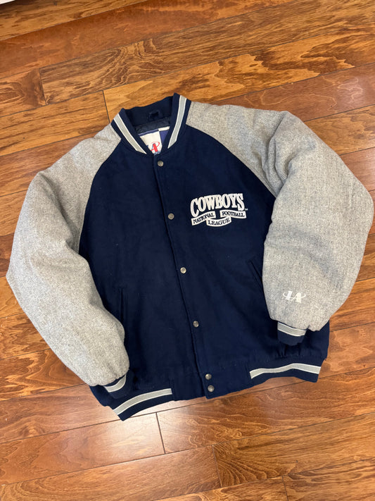 90s Dallas Cowboys Logo Athletic Two Tone Varsity Jacket (XL)