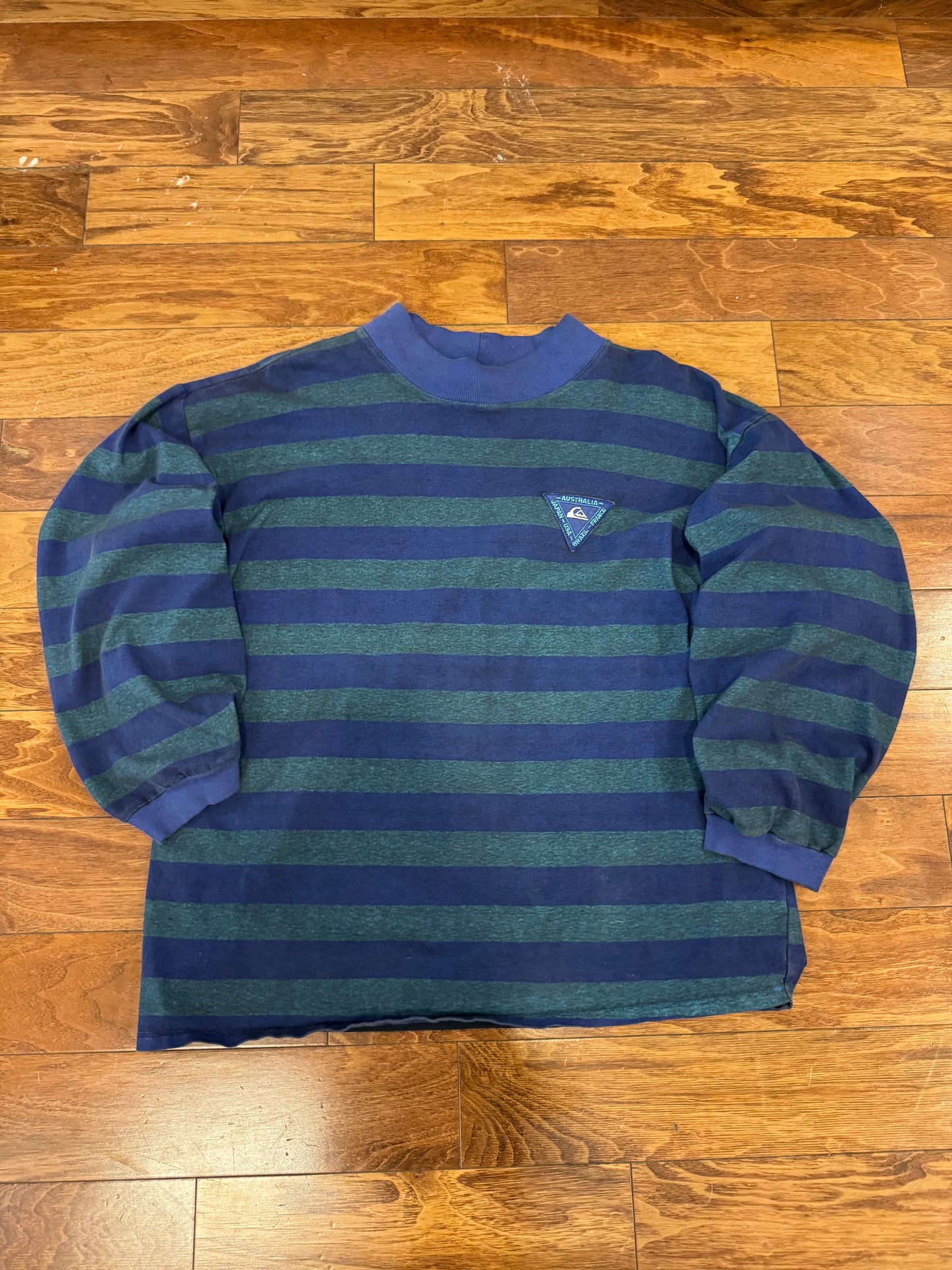90s Quiksilver Striped Color Block Surf Long Sleeve Mock Shirt (L)